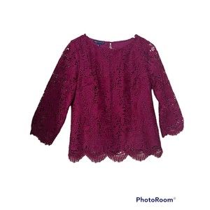 RSVP By Talbots‎ lace/embroidered Formal Blouse size S Purple
